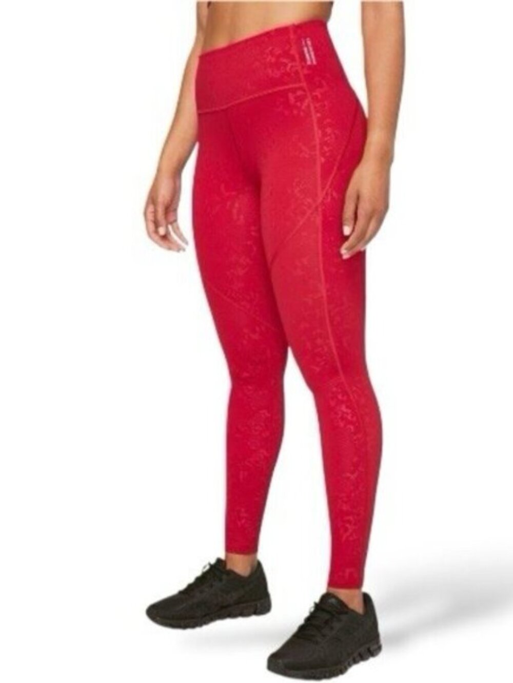 Lululemon X Barrys Bootcamp Stronger as One Tight 28" Emboss Dark Red size 8